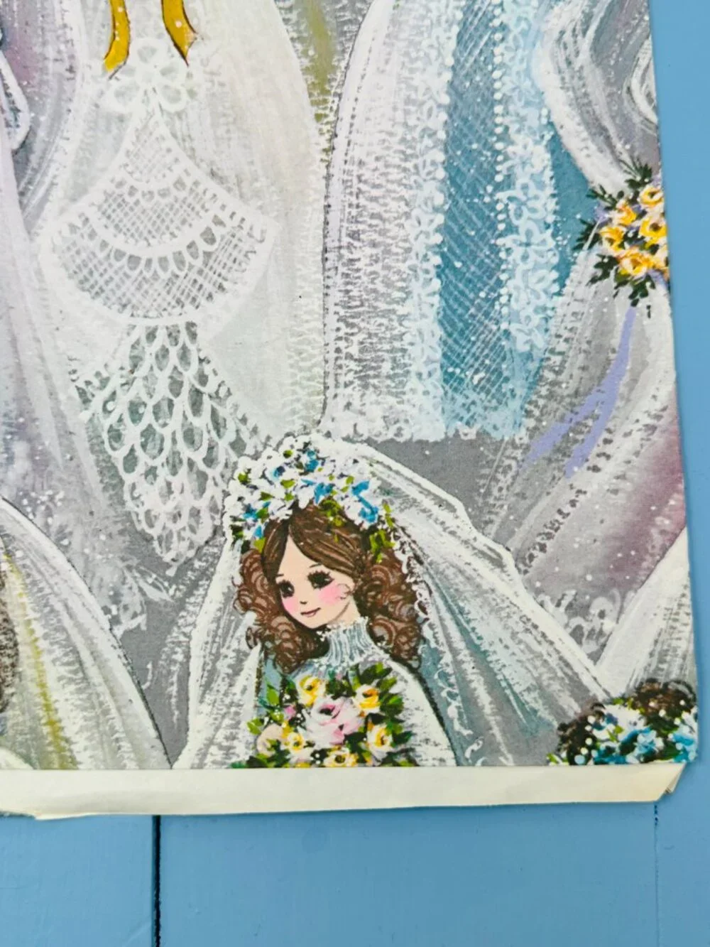 Vintage 1970s Bridal Wrapping Paper, Bridal Shower Decor,  Retro Bride Ephemera